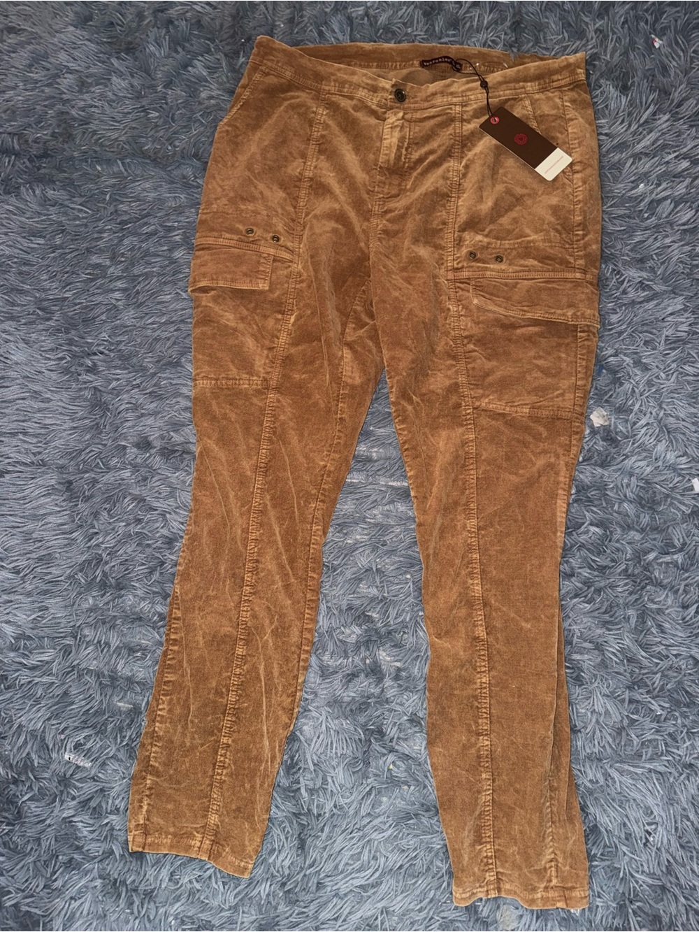 NWT XCVI Wearables Women’s XL Brown Corduroy Cargo Pants Boho Utility